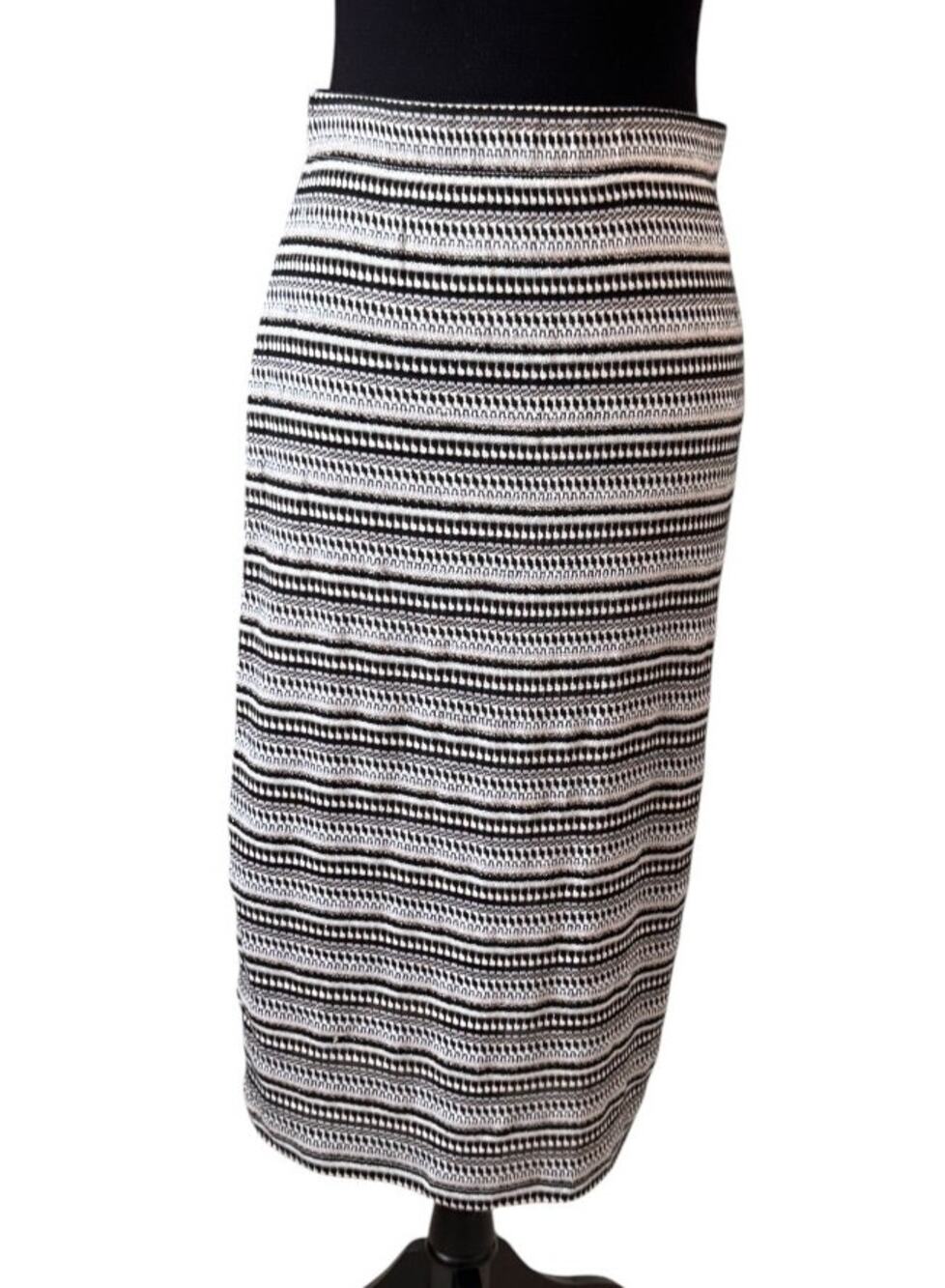 New BOBEAU White Black Striped Pull On Straight & Pencil Skirt Size S